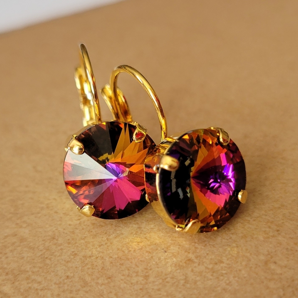 Austrian Crystal Earrings in Gold Setting - Picture 5 of 7